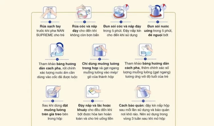 5 bước trong quy trình pha sữa NAN nhanh và chuẩn kỹ thuật